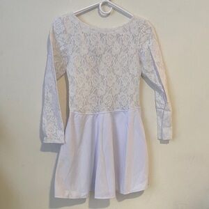 White Lace Long Sleeve Skater Dress